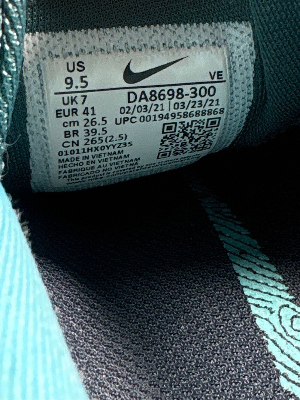 Nike Pegasus Trail 3 Teal Pink Womens Size 9.5 Running Shoes DA8698-300 - Picture 8 of 8